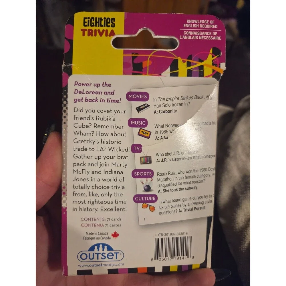 1980s Trivia Card Game
